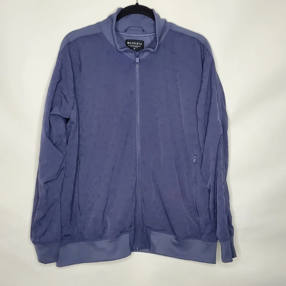 Athleta Plus‎ Size Brooklyn Textured Bomber Jacket 1X Front Zip Stretch Pockets